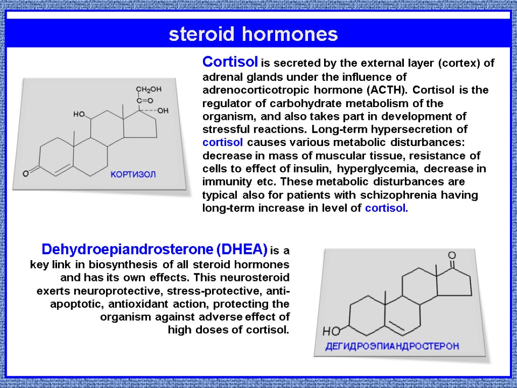 steroid hormones Cortisol is secreted by the external layer (cortex) of adrenal glands under